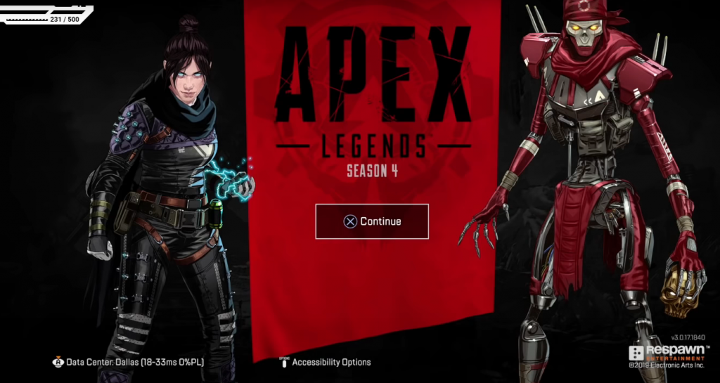 Apex Legends Main Menu. Code 100 error